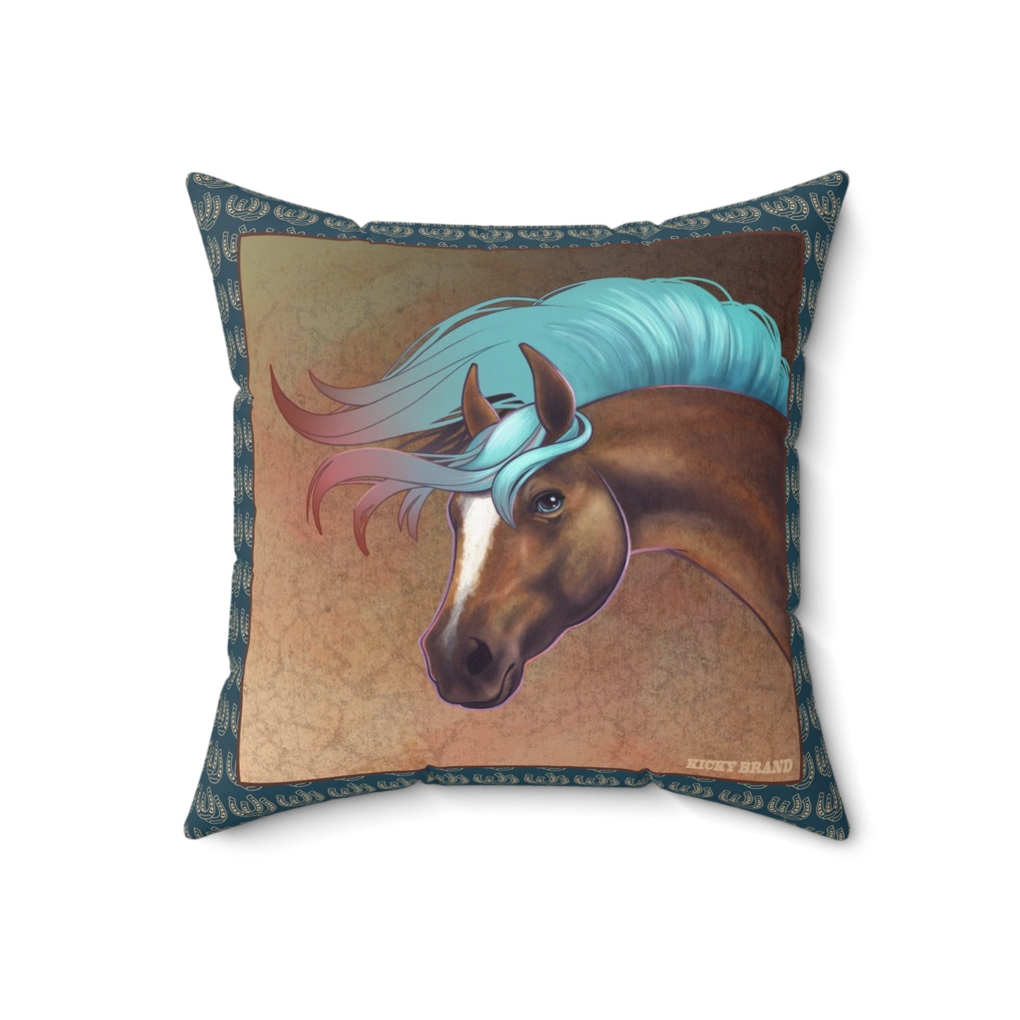 Salt Creek Horse Throw Pillow - Deep Aqua