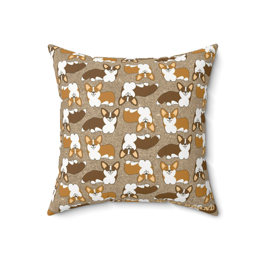 Corgi Crazy Throw Pillow - Nutmeg