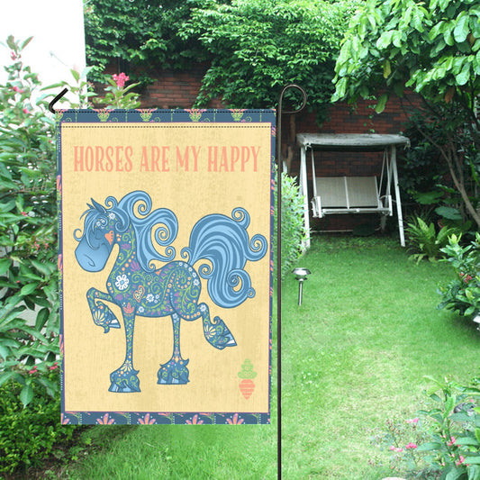 Horses Are My Happy Garden Flag